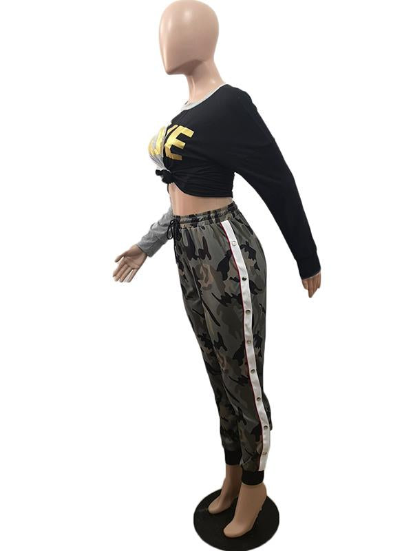 Fashion Casual Camouflage Split-Side Pants