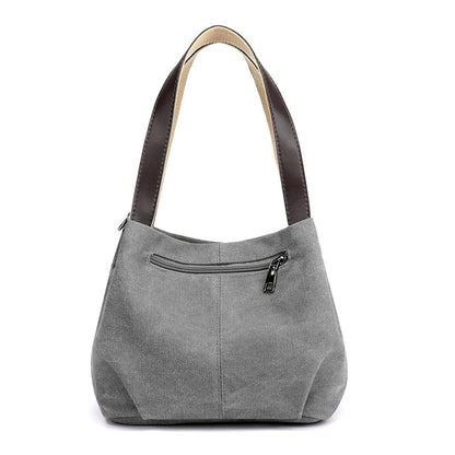 Canvas bag women's bag 2020 new casual solid color handbag women's bag fashion simple lady's large-capacity shoulder bag