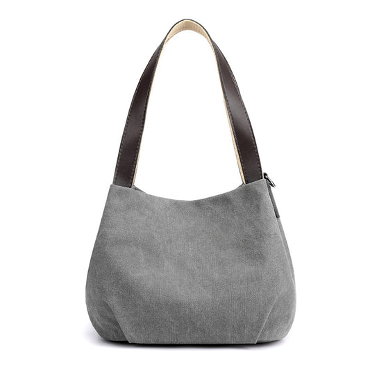 Canvas bag women's bag 2020 new casual solid color handbag women's bag fashion simple lady's large-capacity shoulder bag