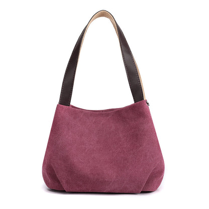 Canvas bag women's bag 2020 new casual solid color handbag women's bag fashion simple lady's large-capacity shoulder bag