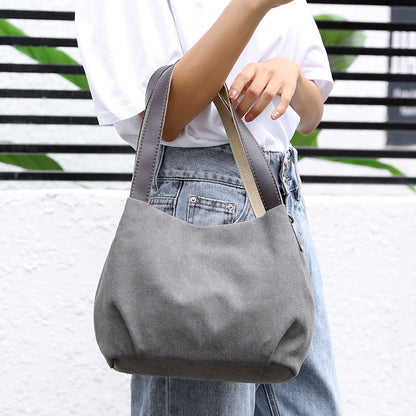 Canvas bag women's bag 2020 new casual solid color handbag women's bag fashion simple lady's large-capacity shoulder bag