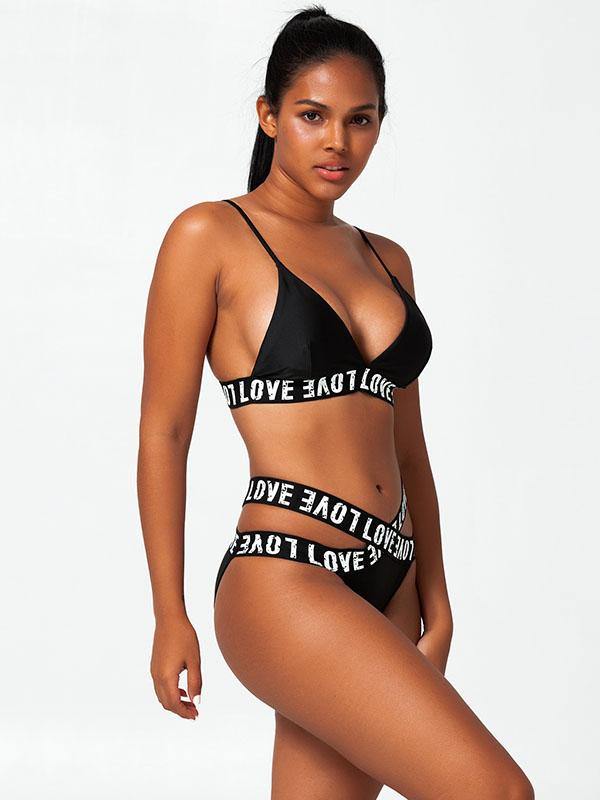 Sporty Bandage Split Bikini Swimsuit