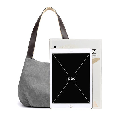Canvas bag women's bag 2020 new casual solid color handbag women's bag fashion simple lady's large-capacity shoulder bag