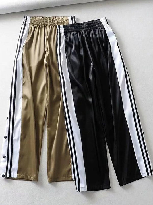 Contrast Color Loose Casual Wide Leg Pants Bottoms