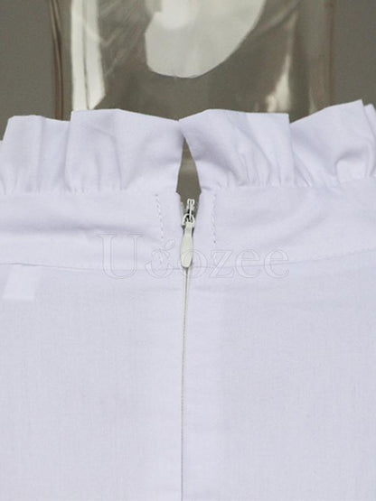 Casual Puff Sleeves Embroidered Blouses