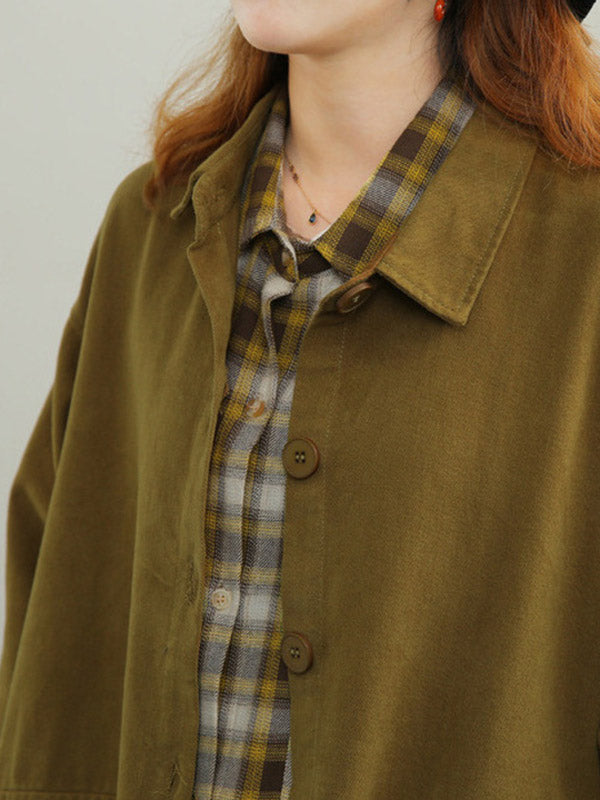 Urban Solid Color Long Sleeves Lapel Trench Coats