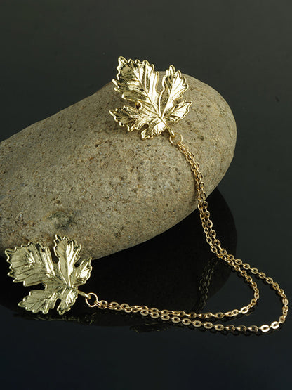 Retro Maple Leaf Collar Clip Chain Fashion Accessory
