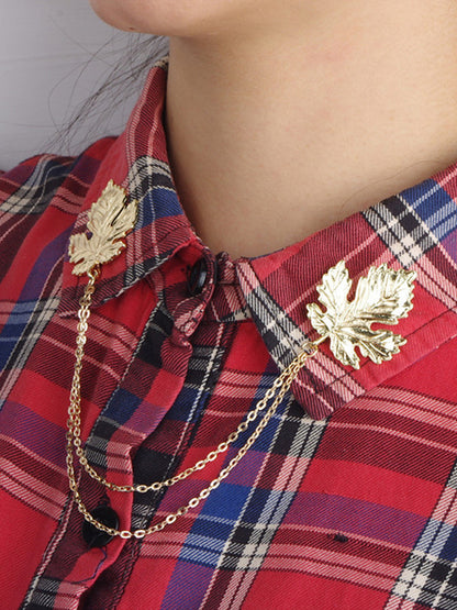 Retro Maple Leaf Collar Clip Chain Fashion Accessory