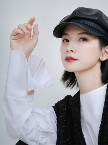 White Puff Sleeve Round Neck Shirt