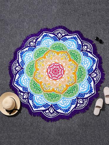 Polygonal Lotus Colorful Beach Mat