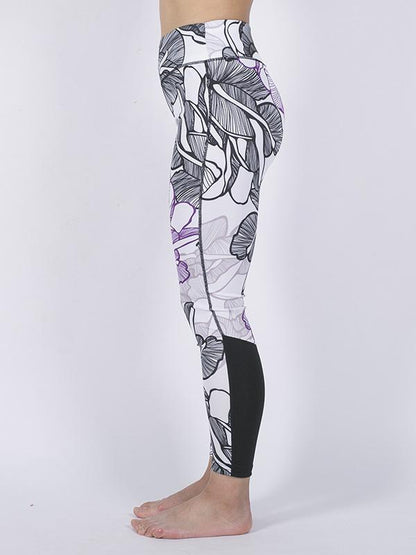 Split-joint Printed Floral Yoga Leggings