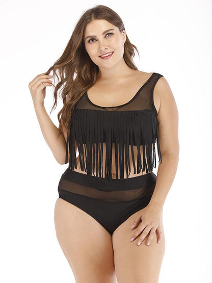 High Waist Tassels Plus Size Bikinis Swimwear