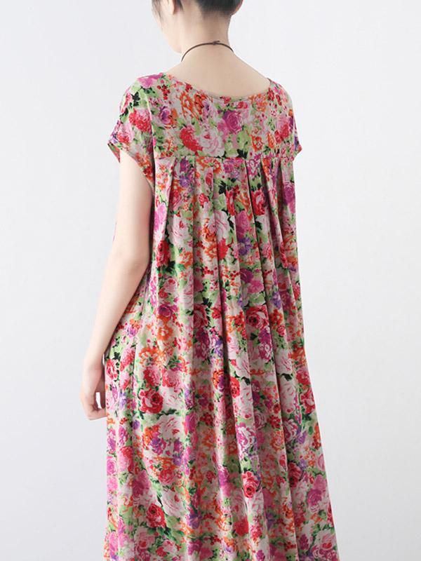 Original Floral Round-Neck Dress