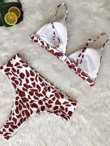 Leopard High Waist Floral Bikinis Swimwear