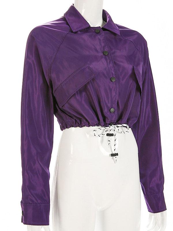 Fashion Leisure Polo Collar Bodycon Jacket