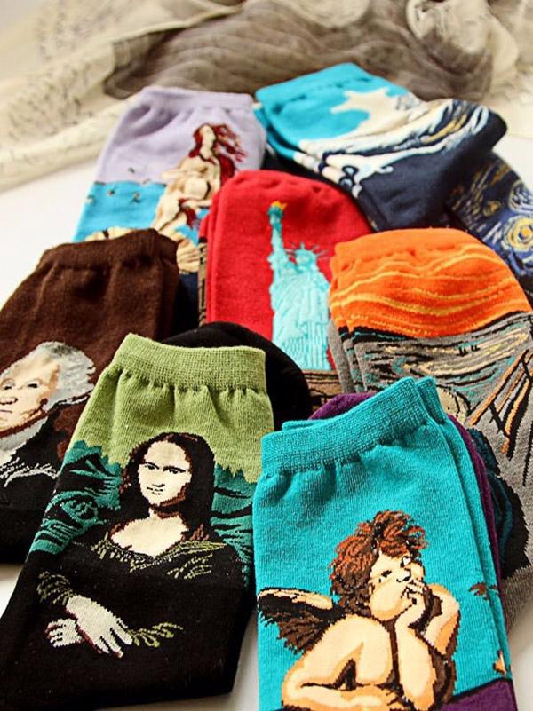 Vintage Literary Abstract Print Socks