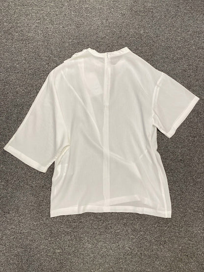 Stylish Asymmetric Round-Neck Solid Color Short Sleeves T-Shirt
