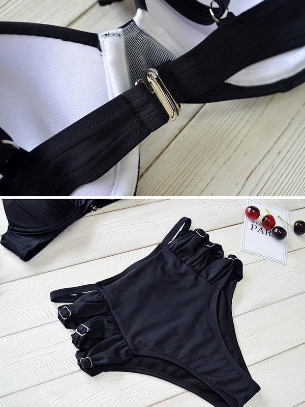 Solid Color Underwired Bikini Swimsuit