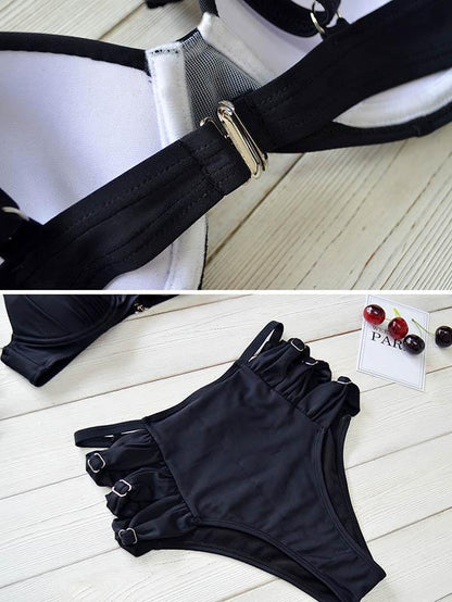 Solid Color Underwired Bikini Swimsuit