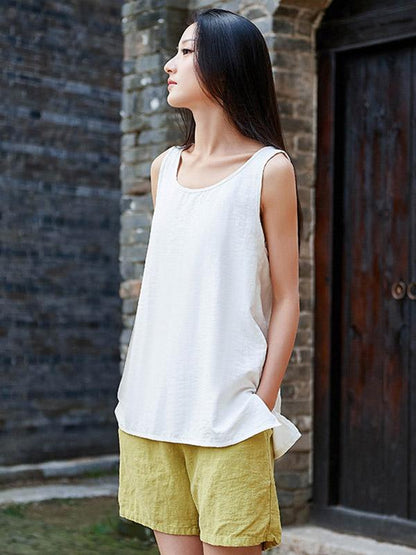 Cotton A-line Sleeveless T-shirt