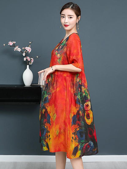 Casual Colorful Silk Long Dress