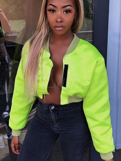 Fluorescent Bare Midriff Sports Jacket