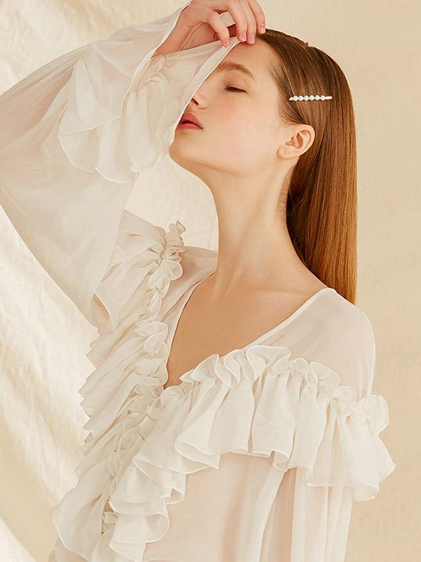 Vintage Flower Imitation Pearls Barrette Suit