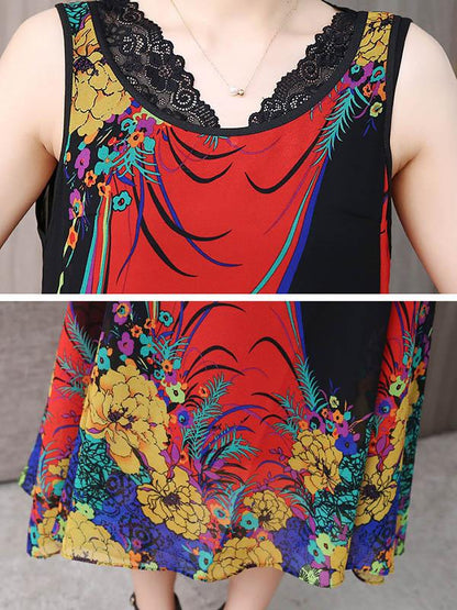 Casual Flower Printed 2-pieces Long Dress