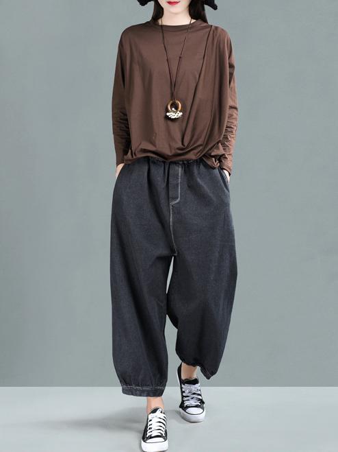 Ramie Cotton Solid Simple Shirt Top