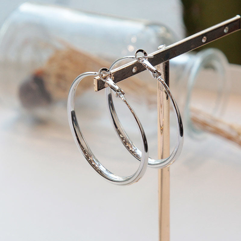 S925 silver needle C-shaped circle diamond zircon earrings