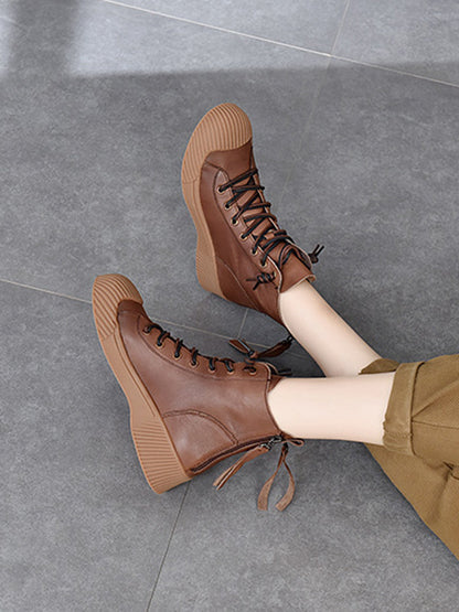 Vintage Cow Leather Zipper Martin Boots