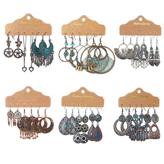 Vintage earrings round dripping oil bohemian earrings