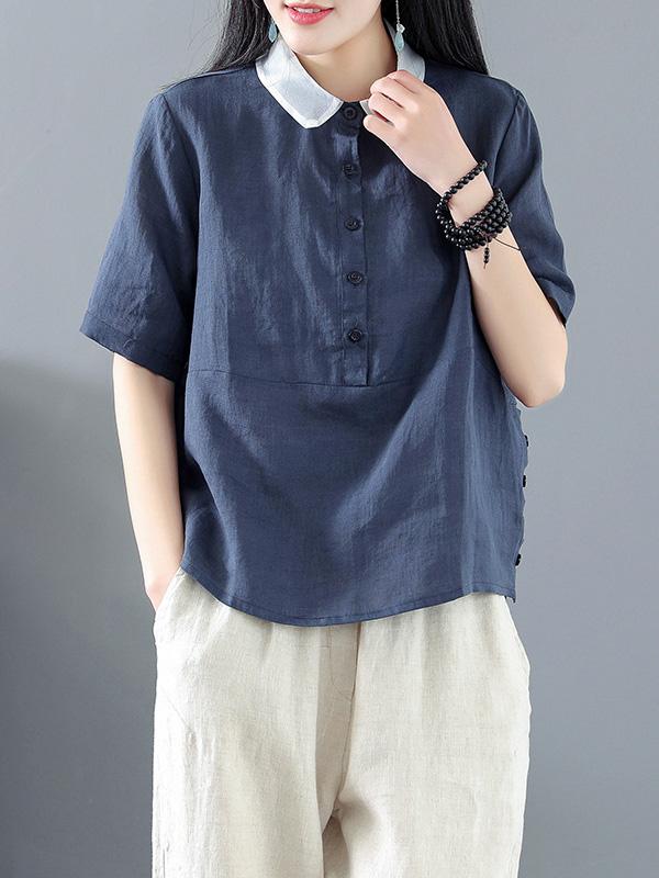 Cotton Linen Polo T-shirt