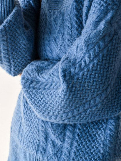 Vintage Loose V-neck Lantern Sleeves Sweater