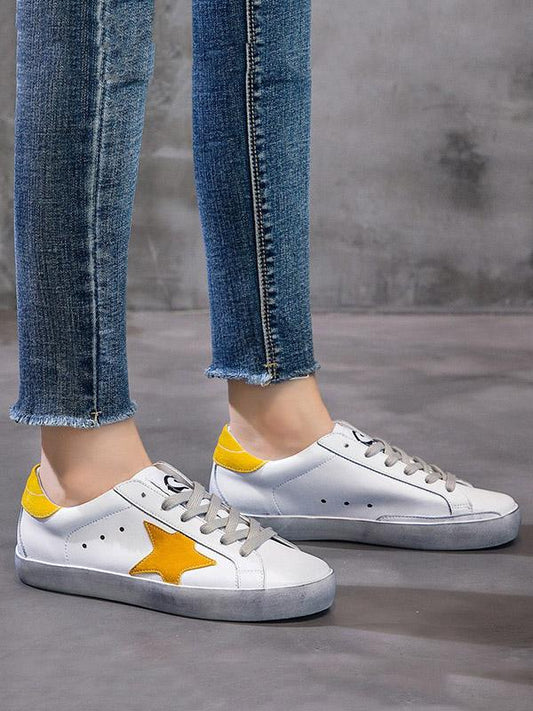 Star Printed Flat Heels Sneakers