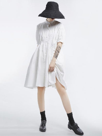 Asymmetric Lantern Short Sleeves Dress