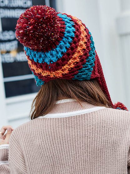Casual Warm Contrast Color Knitted Hat
