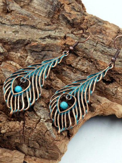 Leaf Pattern Alloy Earrings Accessories