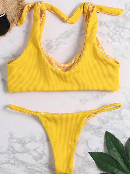 Braided Ribbed Bikini Swimsuit