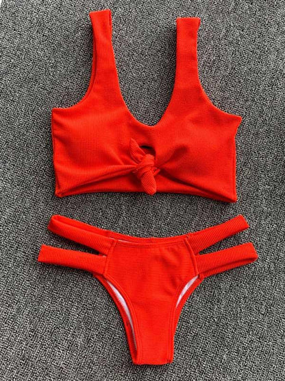 Solid Color Bikini Swimsuit
