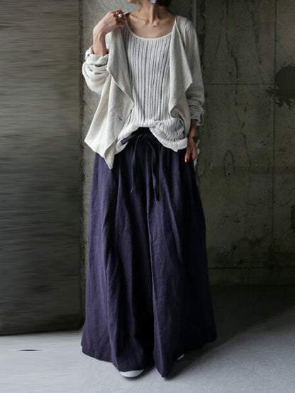 Casual Loose Solid Color Buttoned Lapel Collar Long Sleeves Outwear