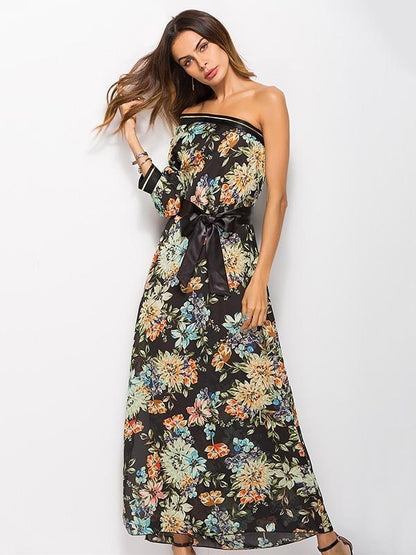 One-shoulder Printed Bohemia Maxi Dress