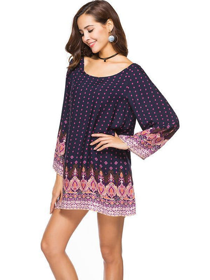 Floral Printed Solit-joint Mini Dress