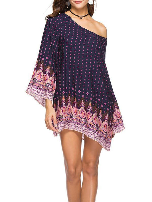 Floral Printed Solit-joint Mini Dress