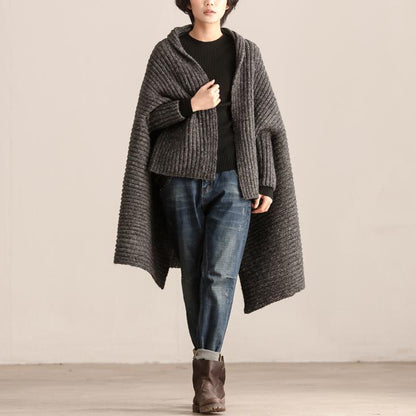 Women Casual Loose Woolen Autumn Winter Cardigan Coat