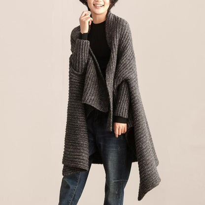 Women Casual Loose Woolen Autumn Winter Cardigan Coat