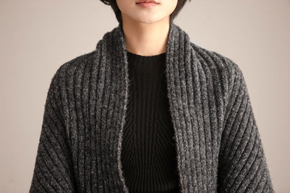 Women Casual Loose Woolen Autumn Winter Cardigan Coat