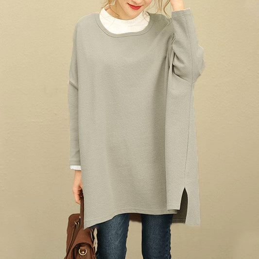 Fall Winter Retro Women Hedging Loose Long Sleeve Shirt