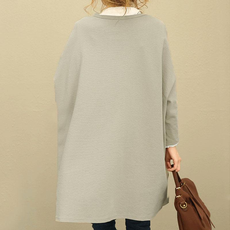 Fall Winter Retro Women Hedging Loose Long Sleeve Shirt