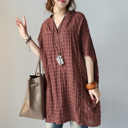 Women Literature Casual Loose 1/2 Sleeve Coffee Shirt